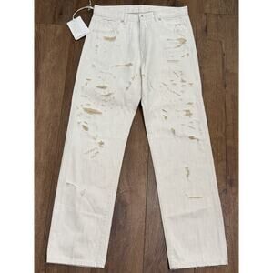 NEW Nine in the Morning Boyfriend Distressed Mary Jeans Women's 28 White Beige